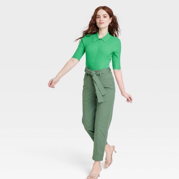 NWT High-Rise Tapered Ankle Tie Front Pants|A New Day Size 4 - Picture 3 of 13